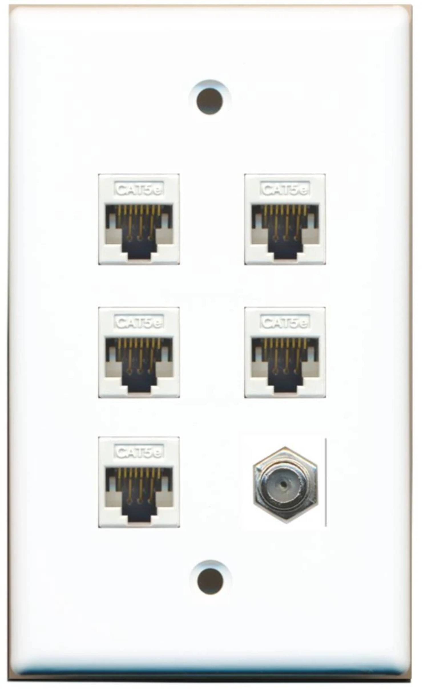 Ultra Spec Cables 1 Port Coax 5 x Cat5e Ethernet RJ45 Wall Plate Solid ...