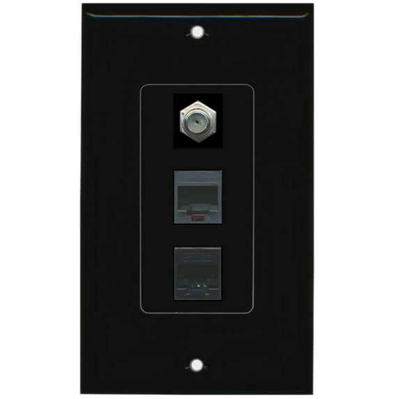 Ultra Spec Cables 1 Port Coax Phone Cat5e Ethernet Wall Plate Black