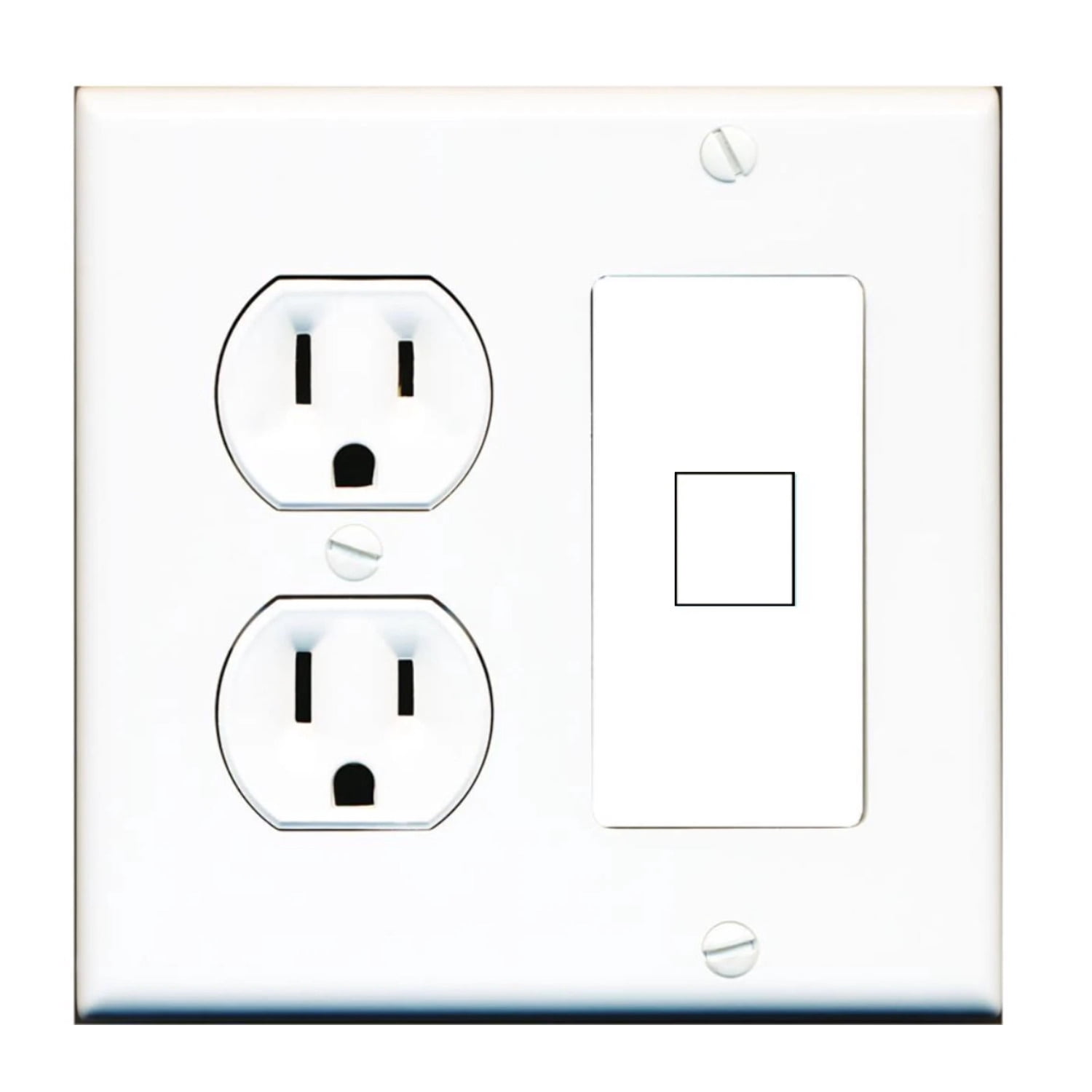 Ultra Spec Cables 1 Port Custom Keystone Wall Plate w/Round Power Outlet