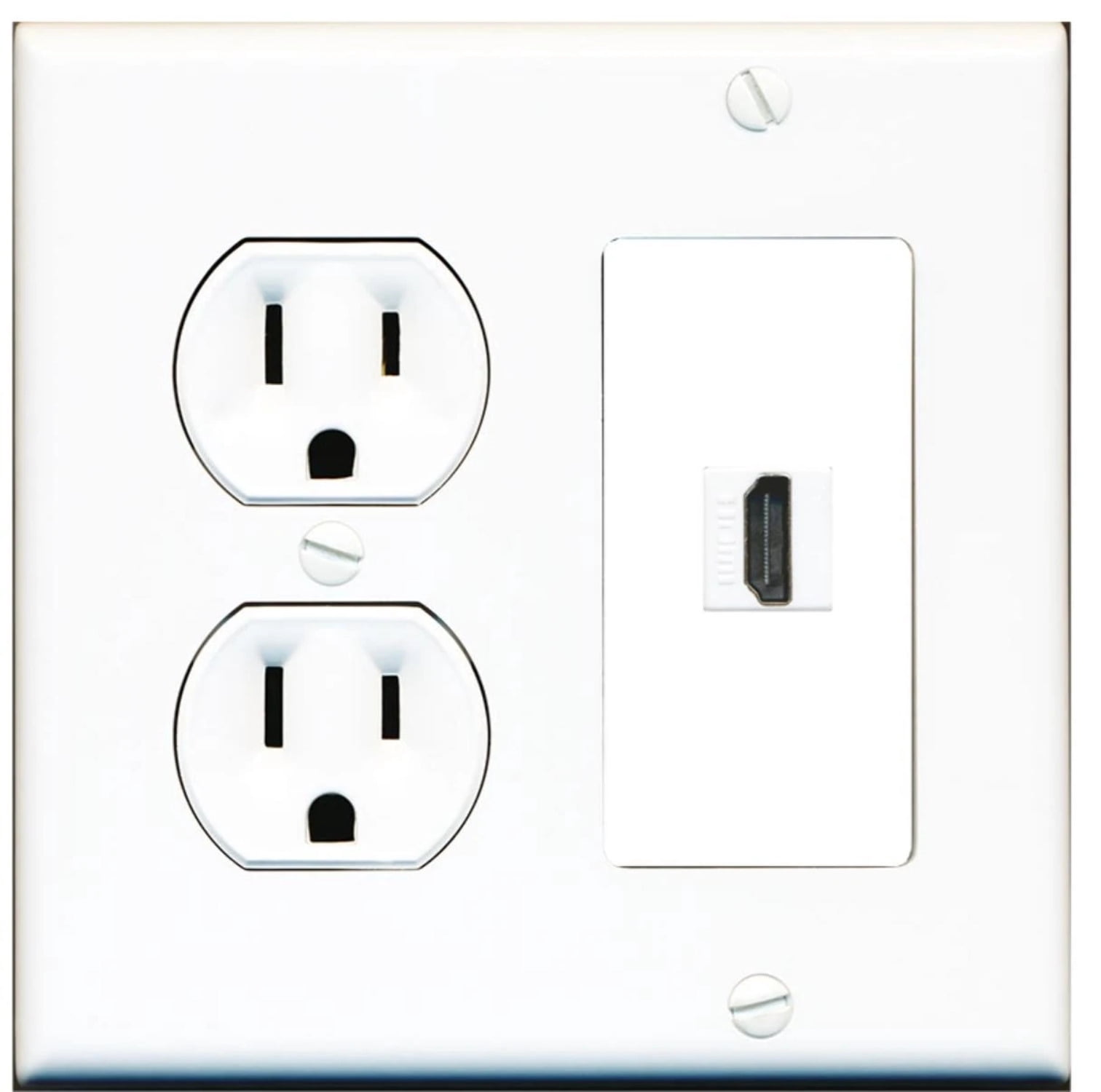 Ultra Spec Cables 1 Port HDMI 2.0 Wall Plate w/Round Power Outlet