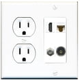 thumbnail image 1 of Ultra Spec Cables 1 Port HDMI Coax Cat6 Toslink Wall Plate w/Round Power Outlet, 1 of 1