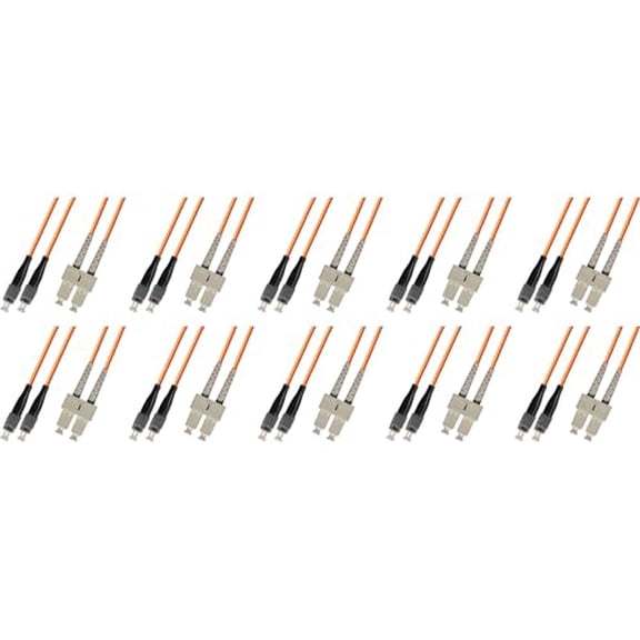 Ultra Spec Cables 10M Multimode Duplex Fiber Optic Cable (50/125) - FC to SC (10 Pack)