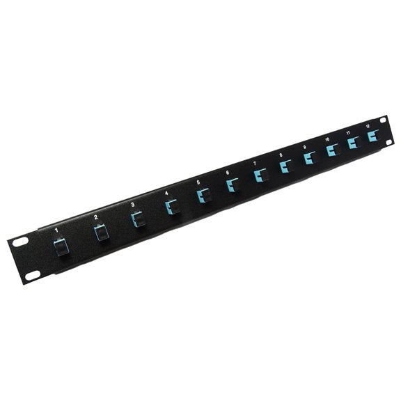 Ultra Spec Cables 12 Port SC Fiber Patch Panel 10Gb/40Gb Multimode (Aqua Couplers) (Loaded 1u) 19"