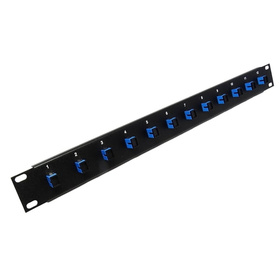 Ultra Spec Cables 12 Port SC Fiber Patch Panel Singlemode (Blue Couplers) (Loaded 1u) 19"
