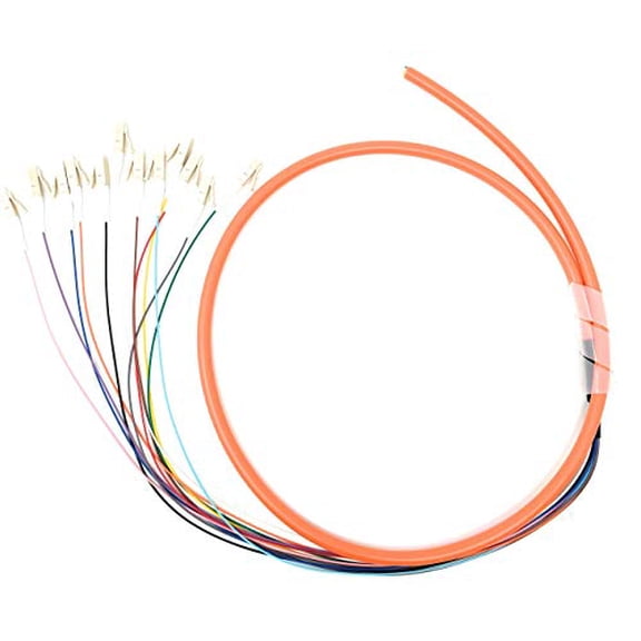 Ultra Spec Cables 12 Strand OM1 62.5/125 Multimode LC-UPC Fiber Pigtail, 1 Meter - 1 Pack for Splice