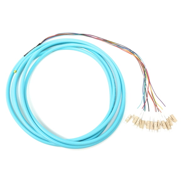 Ultra Spec Cables 12 Strand OM3 50/125 Multimode LC-UPC Fiber Pigtail, 3 Meter