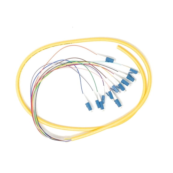 Ultra Spec Cables 12 Strand Singlemode LC-UPC Fiber Pigtail, 1 Meter for Splice