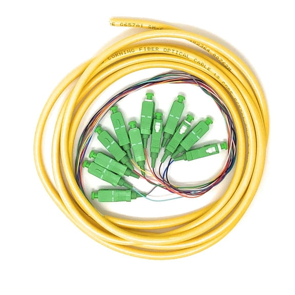 Ultra Spec Cables 12 Strand Singlemode SC-APC Fiber Pigtail, 3 Meter for Splice
