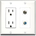 thumbnail image 1 of Ultra Spec Cables 15 Amp Power Outlet 1 Port RCA Blue 1 Port Coax Wall Plate, 1 of 1