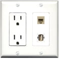 thumbnail image 1 of Ultra Spec Cables 15 Amp Power Outlet 1 Port USB A-A 1 Port Phone RJ11 RJ12 Beige Wall Plate, 1 of 1