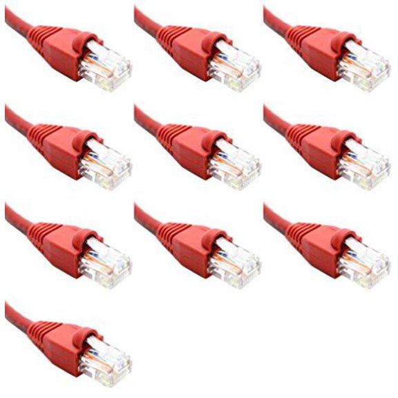 Ultra Spec Cables 15 Ft (15ft) Cat6 Ethernet Network Patch Cable Red RJ45 m/m (10 Pack)