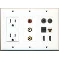thumbnail image 1 of Ultra Spec Cables 15A Power Outlet 3 RCA Red/White/Yellow 3.5mm Svideo Phone Cat6 2 HDMI Wall Plat, 1 of 1