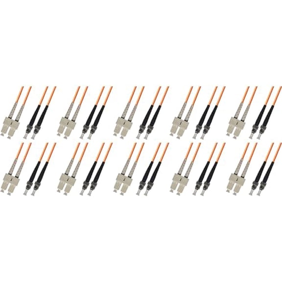 Ultra Spec Cables 15M Multimode Duplex Fiber Optic Cable (50/125) - SC to ST (10 Pack)