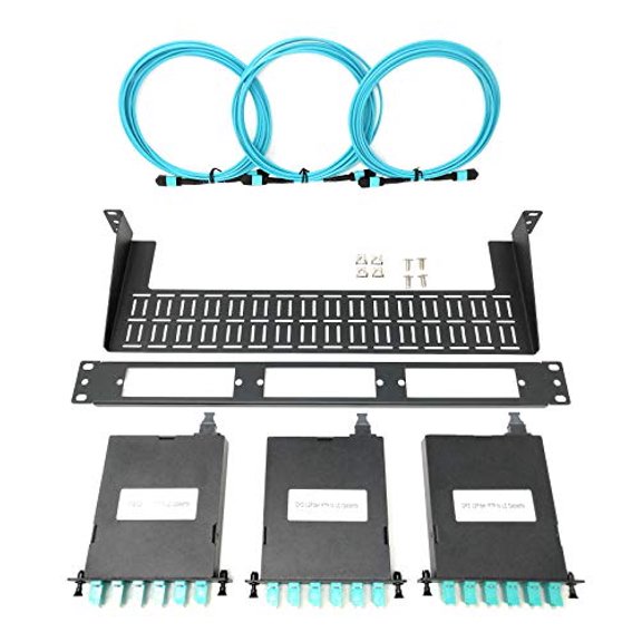 Ultra Spec Cables 1U 19" 36 Port 3 LGX OM3 MTP Cassette Patch Panel and Cable Kit