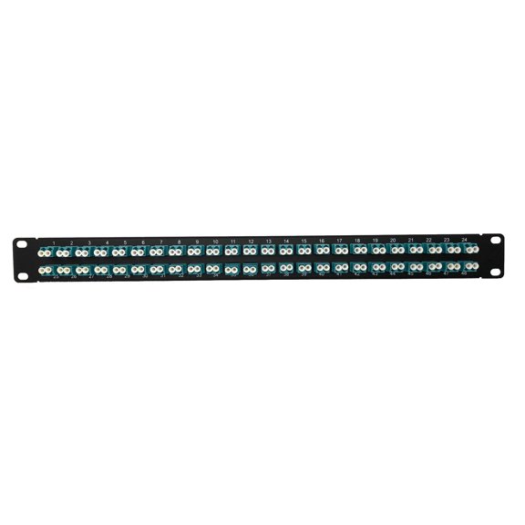 Ultra Spec Cables 1U 48port High Density Patch Panel, Loaded with LC Duplex Multimode Beige Colored Adapters