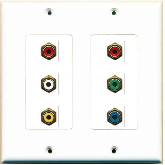 Ultra Spec Cables - 2 Gang Decorative Component + Composite Video RCA Wall Plate