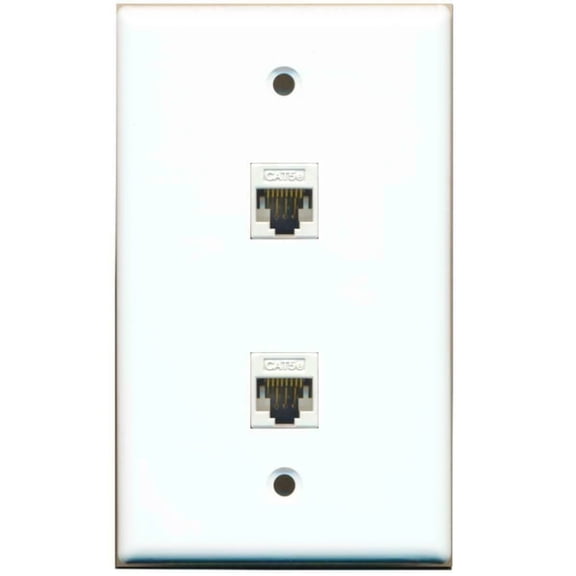 Ultra Spec Cables 2 Port Cat5e Ethernet Network F/F Jack Wall Plate Flat