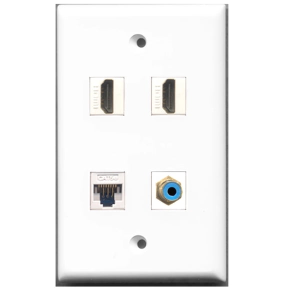 Ultra Spec Cables 2 Port HDMI 1 Port RCA Blue 1 Port Cat5e Ethernet Wall Plate