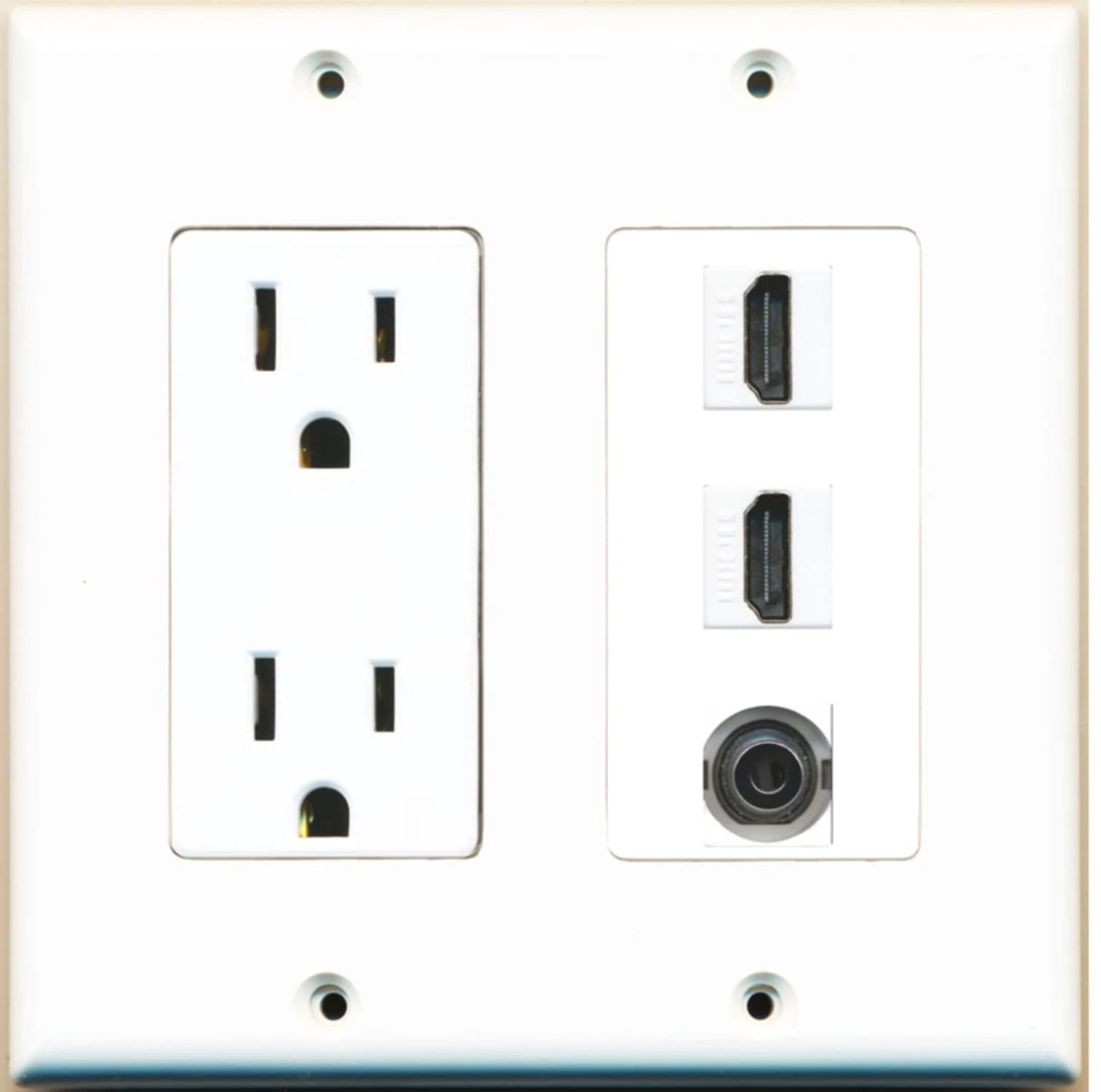 Ultra Spec Cables 2 Port HDMI 3.5mm Wall Plate w/Power Outlet