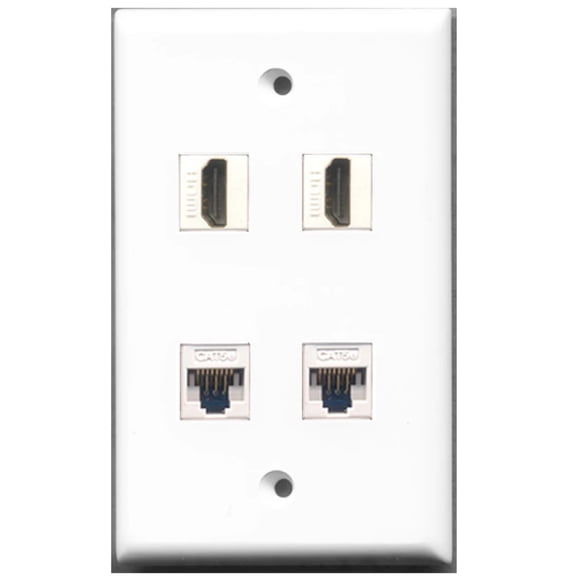Ultra Spec Cables 2 Port HDMI Cat5e Ethernet Wall Plate w/Female/Female Jacks