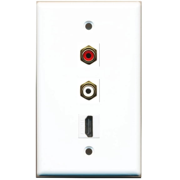 Ultra Spec Cables 2 Port RCA Stereo HDMI F-F Wall Plate Solid