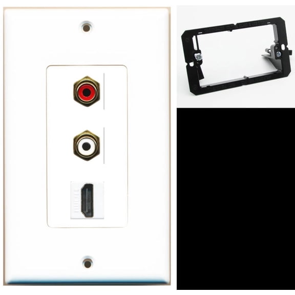 Ultra Spec Cables 2 Port RCA Stereo HDMI F-F Wall Plate w/Mounting Bracket
