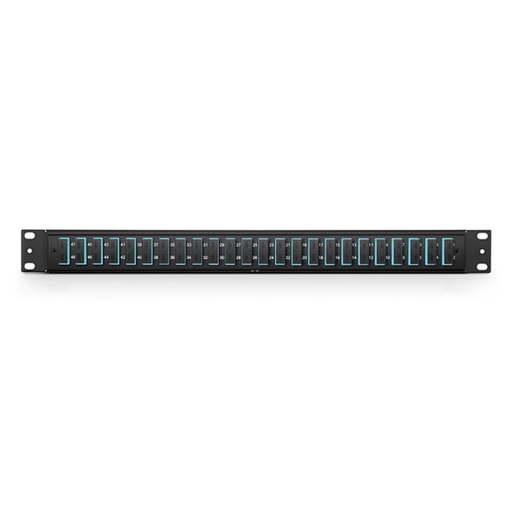 Ultra Spec Cables - 24 Port SC Duplex Fiber Patch Panel (Loaded 1u) 19" (24 Port SC Duplex, Aqua 10/40/100GB MM)