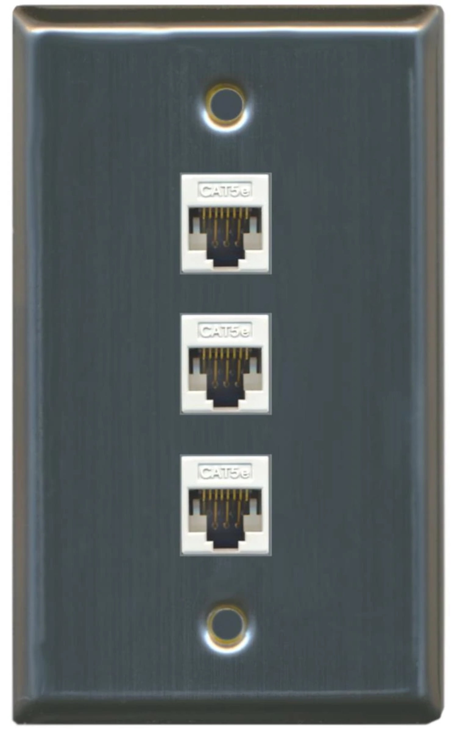 Ultra Spec Cables 3 Port Cat5e Ethernet RJ45 Wall Plate Stainless Steel ...