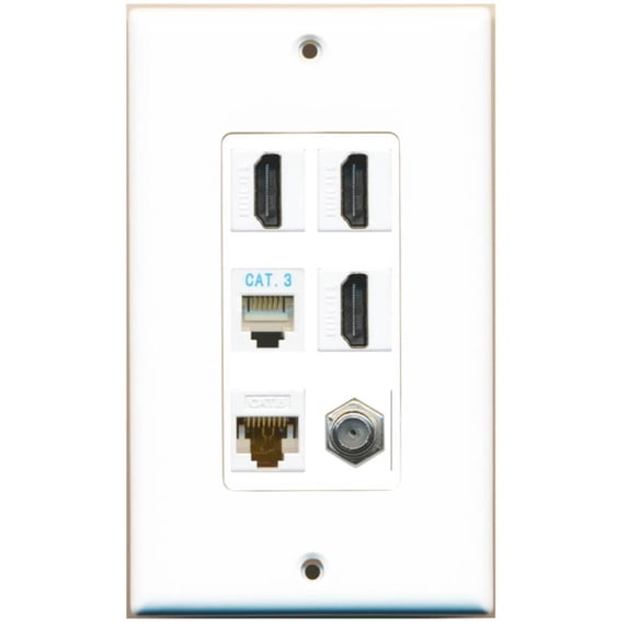 Ultra Spec Cables 3 Port HDMI Coax Cat6 Phone Wall Plate DecorZ