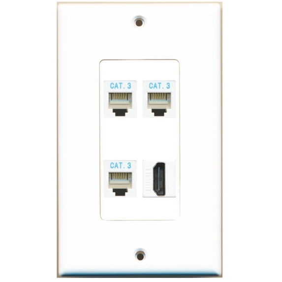 Ultra Spec Cables 3 Port Phone RJ11-12 HDMI Wall Plate DecorZ