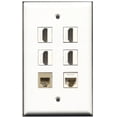 thumbnail image 1 of Ultra Spec Cables 4 Port HDMI 1 Phone RJ11 RJ12 Beige 1 Cat6 Ethernet Wall Plate, 1 of 1