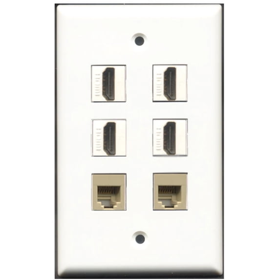 Ultra Spec Cables 4 Port HDMI 2 Phone Wall Plate w/Female/Female Jacks