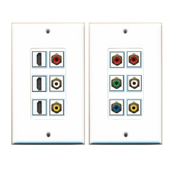 Ultra Spec Cables 6 Port Custom Keystone Wall Plate - 2 Pack