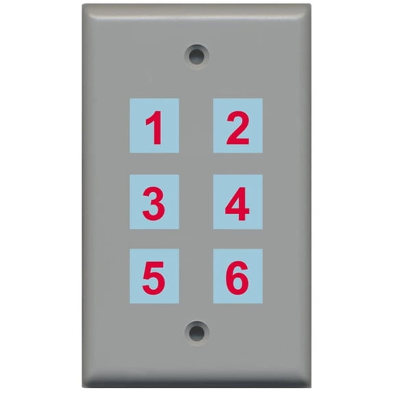 Ultra Spec Cables 6 Port Custom Keystone Wall Plate Gray Solid w/White Jacks