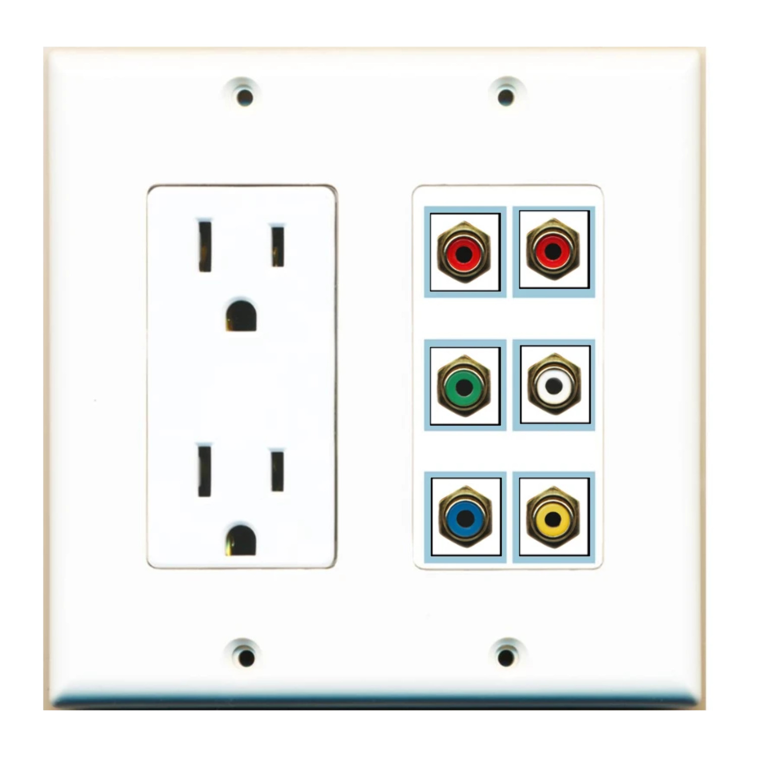 Ultra Spec Cables 6 Port Custom Keystone Wall Plate w/DecorZ Power ...