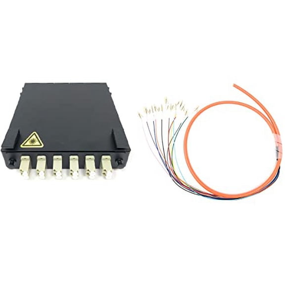 Ultra Spec Cables 6 Port Wall Mount Fiber Enclosure with Splicing Module Multimode OM1 Duplex LC-UPC Kit (includes a 1 Meter 12 Strand LC-UPC MM Pigtail and 6 Port LC-UPC Duplex LGX Loaded Panel)