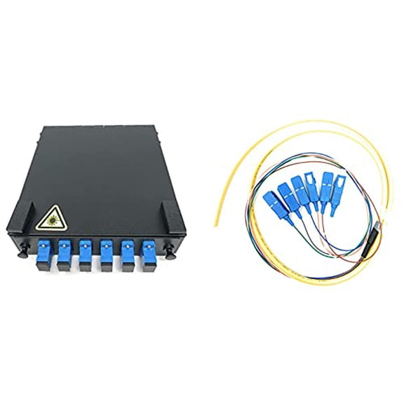 Ultra Spec Cables 6 Port Wall Mount Fiber Enclosure with Splicing Module Singlemode Simplex SC-UPC Kit (includes a 1 Meter 6 Strand SC-UPC SM Pigtail and 6 Port SC-UPC Simplex LGX Loaded Panel)