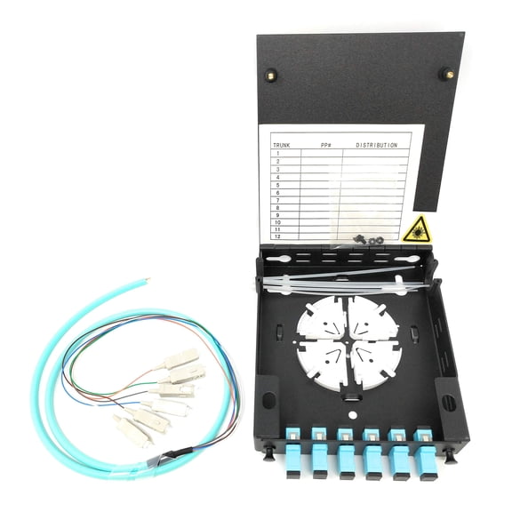 Ultra Spec Cables 6 Port Wall Mount Fiber Enclosure with Spool Multimode OM3 Simplex SC-UPC Kit (Includes a 1 Meter 6 Strand SC-UPC OM3 Pigtail and 6 Port SC-UPC Simplex LGX Loaded Panel for Splice