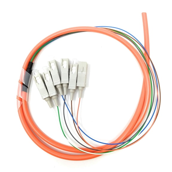 Ultra Spec Cables 6 Strand Multimode OM1 62.5/125 SC-UPC Fiber Pigtail, 1 Meter for Splice