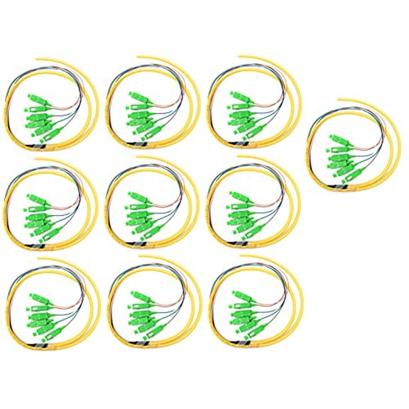 Ultra Spec Cables 6 Strand Singlemode 9/125 SC-APC Fiber Pigtail, 1 Meter - 10 Pack for Splice