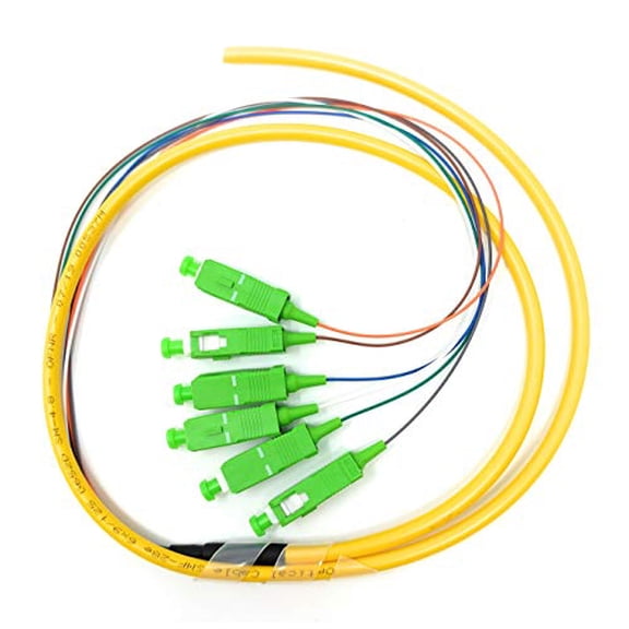 Ultra Spec Cables 6 Strand Singlemode 9/125 SC-APC Fiber Pigtail, 1 Meter for Splice