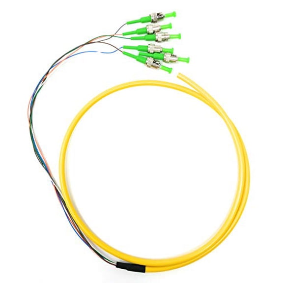 Ultra Spec Cables 6 Strand Singlemode 9/125 ST-APC Fiber Pigtail, 1 Meter for Splice