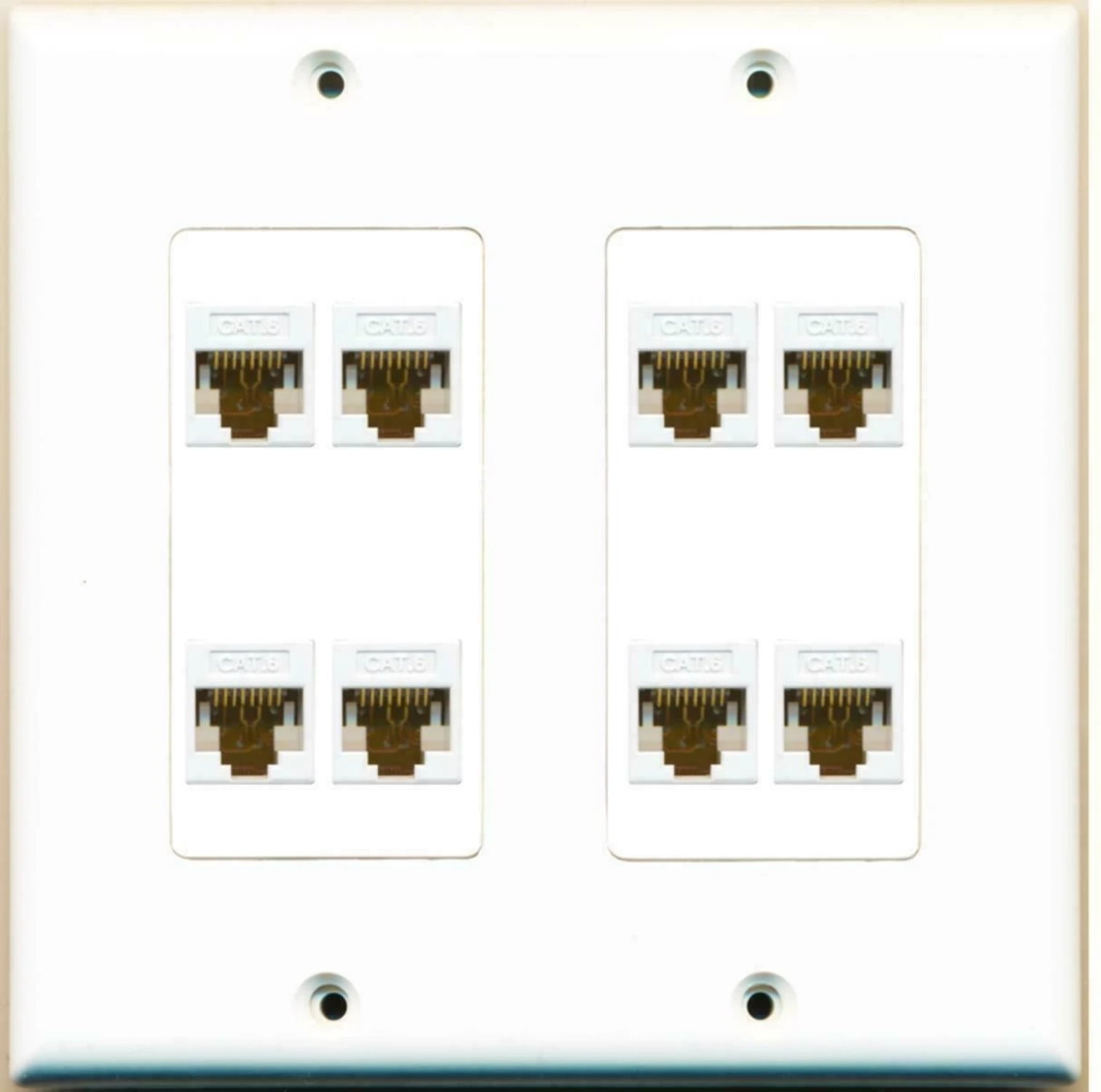 Ultra Spec Cables 8 Port Dual 2 Gang Ethernet Cat6 RJ45 Network Wall Plate