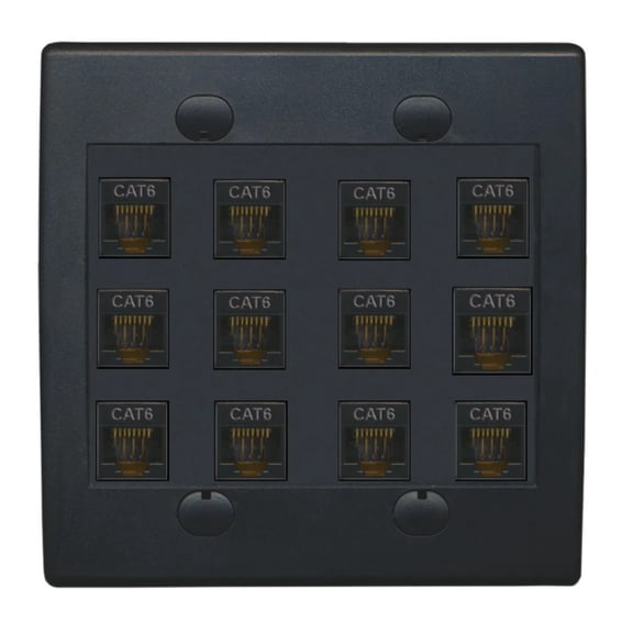 Ultra Spec Cables Black Custom Wall Plate with up to 12 Keystone Ports