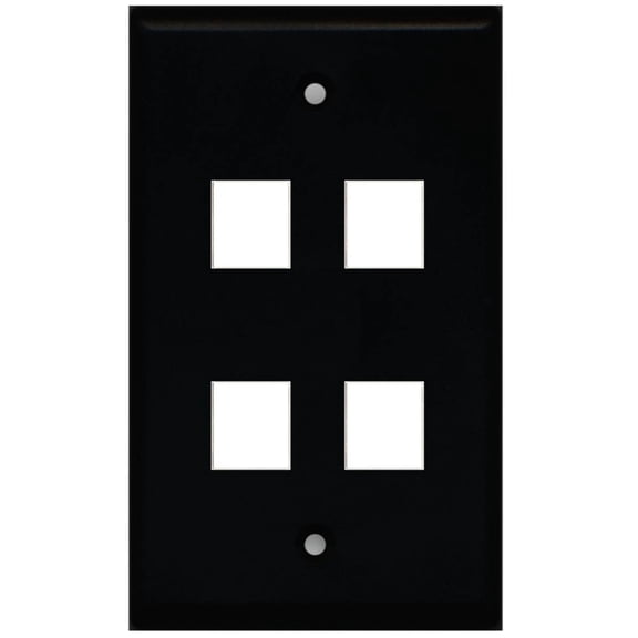 Ultra Spec Cables Black Custom Wall Plate with up to 4 Keystone Ports