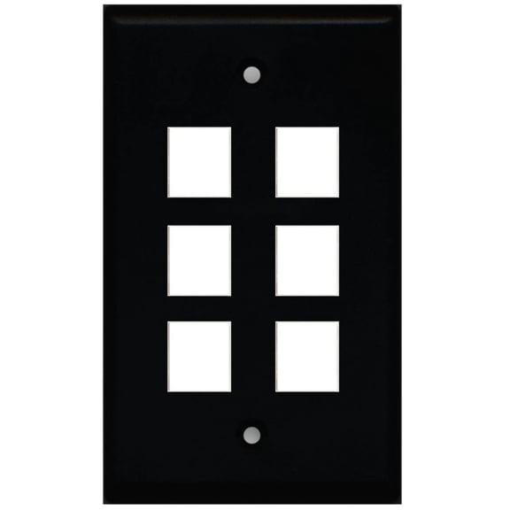 Ultra Spec Cables Black Custom Wall Plate with up to 6 Keystone Ports