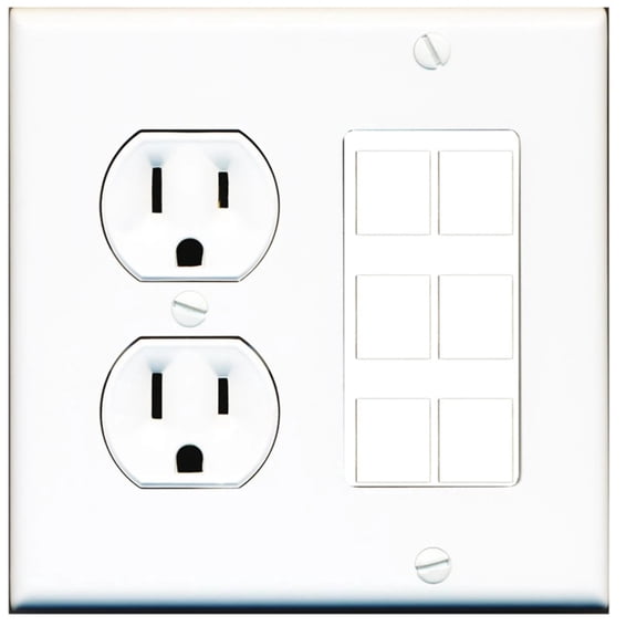 Ultra Spec Cables Custom Round Outlet Wall Plate White with up to 6 Keystone Ports