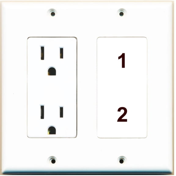 Ultra Spec Cables Custom Wall Plate 15 Amp Power Outlet White with up to 2 Keystone Ports