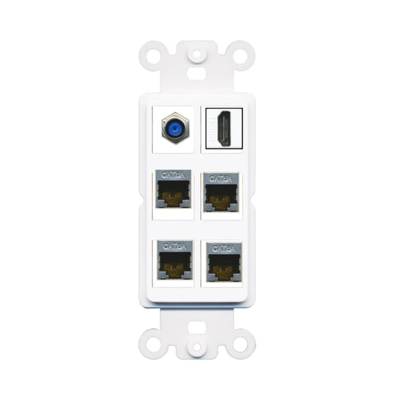 Ultra Spec Cables Custom Wall Plate Rocker Insert White with up to 6 Keystone Ports