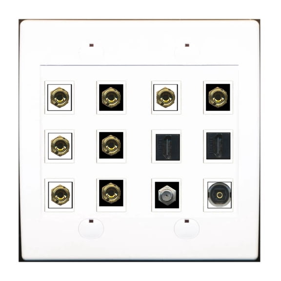Ultra Spec Cables Custom Wall Plate White with up to 12 Keystone Ports - Choose your own Ports